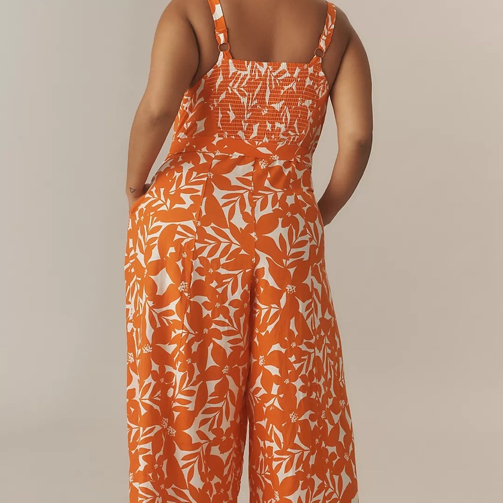 Universal Standard Promenade Linen Jumpsuit in Orange Motif - Picture 2 of 6
